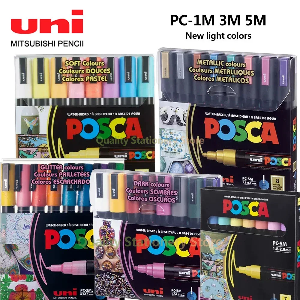 Uni Vernice Acrilica Permanente Posca Pennarello Graffiti Pc-1M 3M 5M Accessori Per Ufficio Studente Arte Pittura Forniture Cancelleria