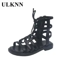 

ULKNN Children's Roman Sandals Kids Girls Summer Roman Princess Shoe 2022 High-top Teen Hollow Sandals Zip Girls Flat Shoe