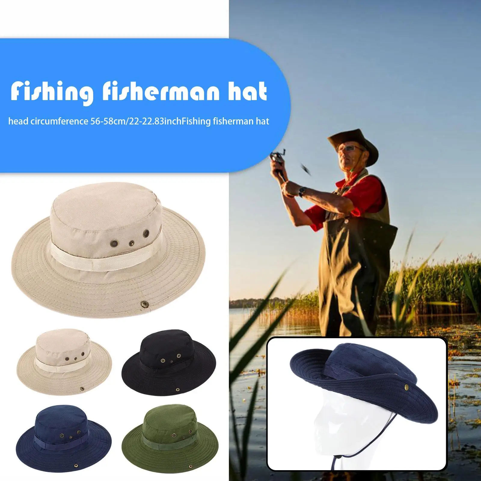 

Fisherman Hat Outdoor Trip Caps Sun Hat Bucket Cargo Woman's Hat Unisex Bonnet Safari Boonie Mens Bush Fishing Summer V6Q4