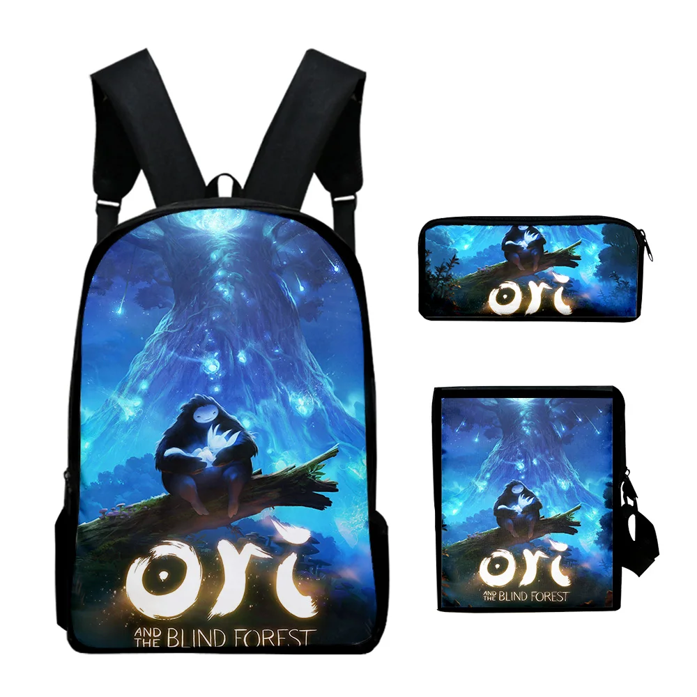 Ori and the Will of the Wisps Backpack 3 Pieces Sets Shoulder Bags Daypack Student Zipper Bag Unique Pencil Bag Fashion Bags