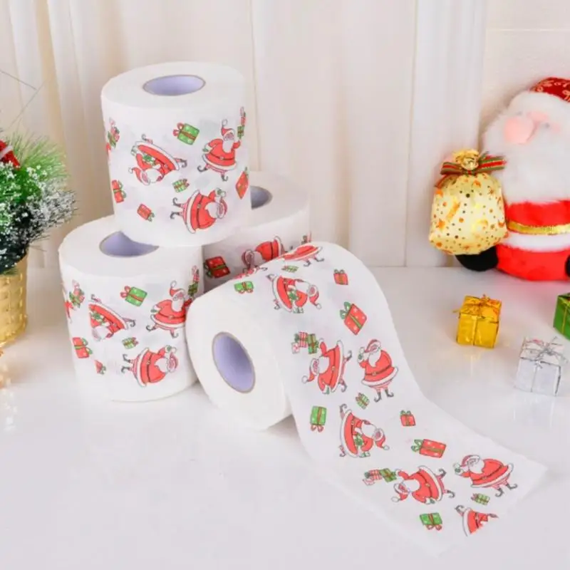 Christmas Toilet Roll Paper Santa Claus Reindeer Bath Toilet Roll Paper Tissue New Year Gifts Xmas Christma Decoration Supplies