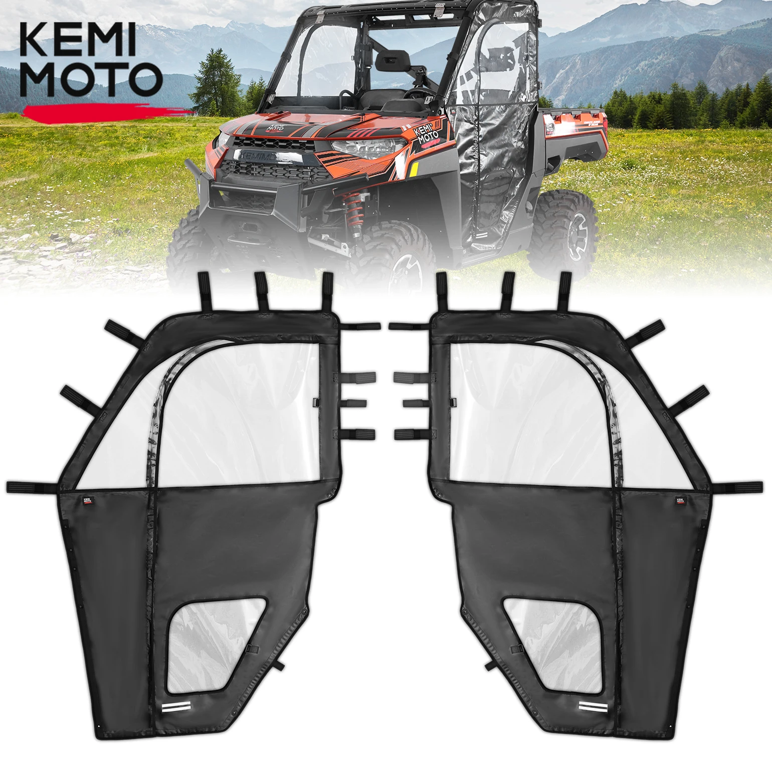 

UTV Ranger 1000 PVC Soft Upper Doors Compatible with Polaris Ranger 1000 2017-2021 2022 2023 Cab Enclosure Zipper Windshield