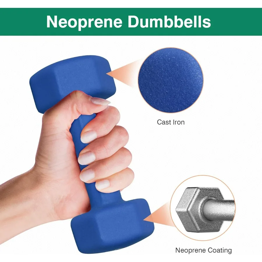10LB Dumbbell Hand Weight Pairs – Neoprene Dumbbell Exercise & Fitness For Home Gym Equipment and Adjustable Dumbbell Sets–Non-S