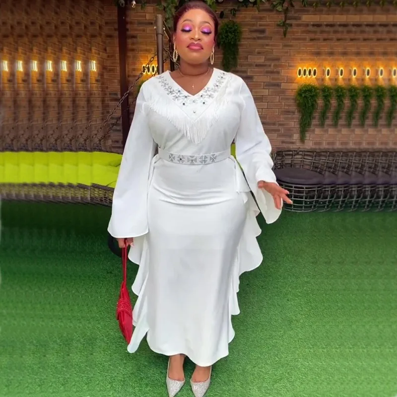 

Plus Size African Party Long Dresses for Women 2023 New Dashiki Ankara Tassels Evening Gowns Turkey Outfits Robe Africa Clothing