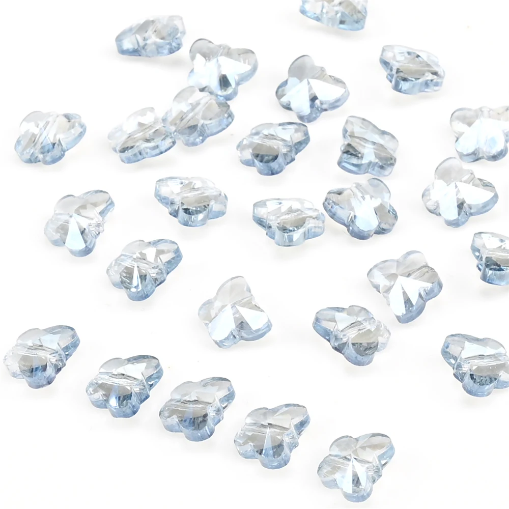 10 mm 30 Stück Schmetterling tschechische Kristallglasperlen Charms lose facettierte Abstandsperlen für Schmuckherstellung DIY handgefertigte Ohrringe