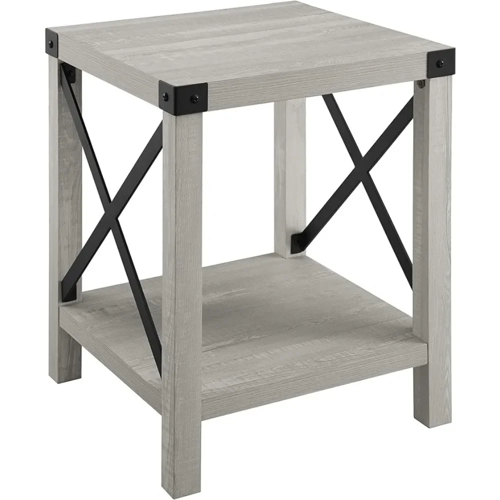 

Stone Grey Glass Table D’appoint Sedalia Modern Farmhouse Metal X Side Table 18 Inch Coffee Tables Basses Night Stands Tea End