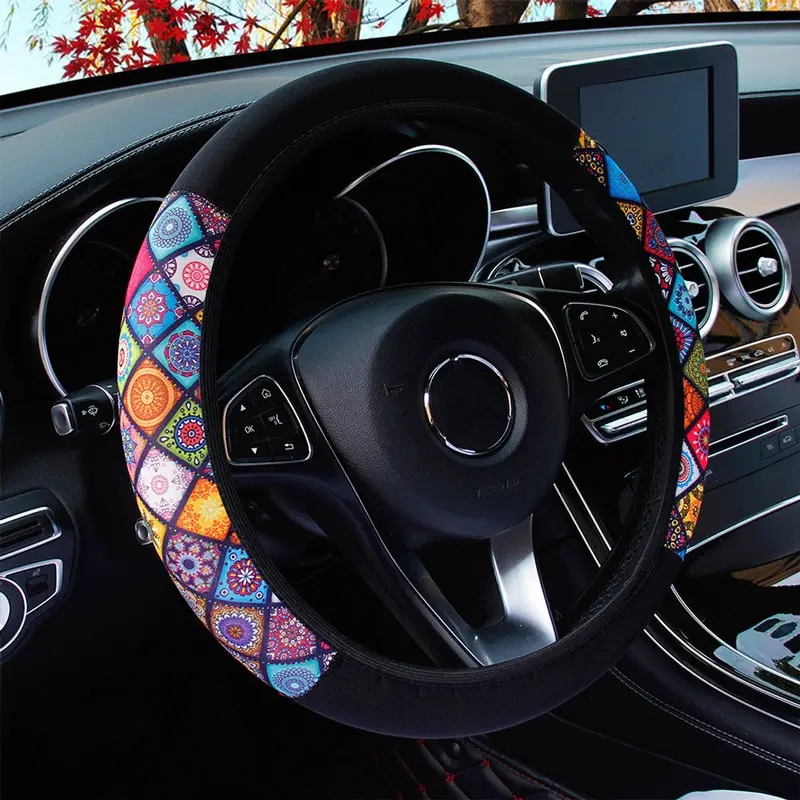 Steering Wheel Cover No Inner Ring Diving Material Elastic for Car