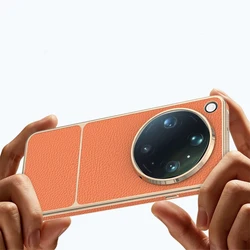 Luxury Magnetic Lychee Pattern Leather Case with Electroplated Frame and Camera Protection for OPPO Find X9 Ultra (Orange)