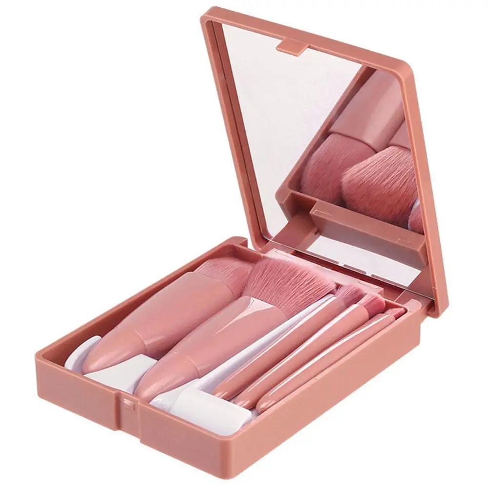 Description Picture 2 of item5Pcs Portable Makeup Brush Set With Mirror - Foldable Travel Kit ,Mini Makeup Brush Set Travel Makeup Brush Set