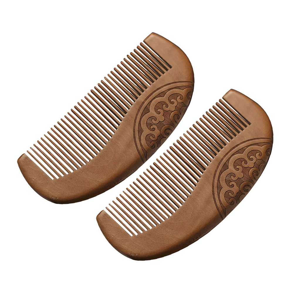 

2 Pcs Comb Wood Combs for Women Hair Curly Log Detangler Chinese Style Wooden Women's