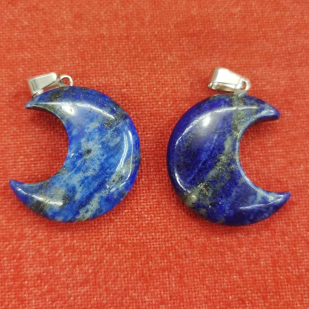 Selling Natural Stone Moon Shape Crystal Agate Pendants Exquisite Necklaces Accessories Charms DIY Jewelry Making Wholesale 8PCS