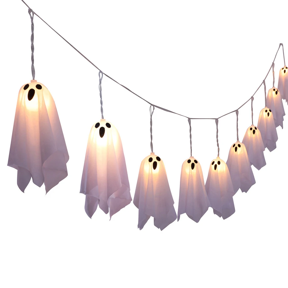 Halloween Solar Ghost Pathway Light LED White Cloth Ghost Stake Lights Solar Powered White Flying Ghosts Lantern for Patio Porch