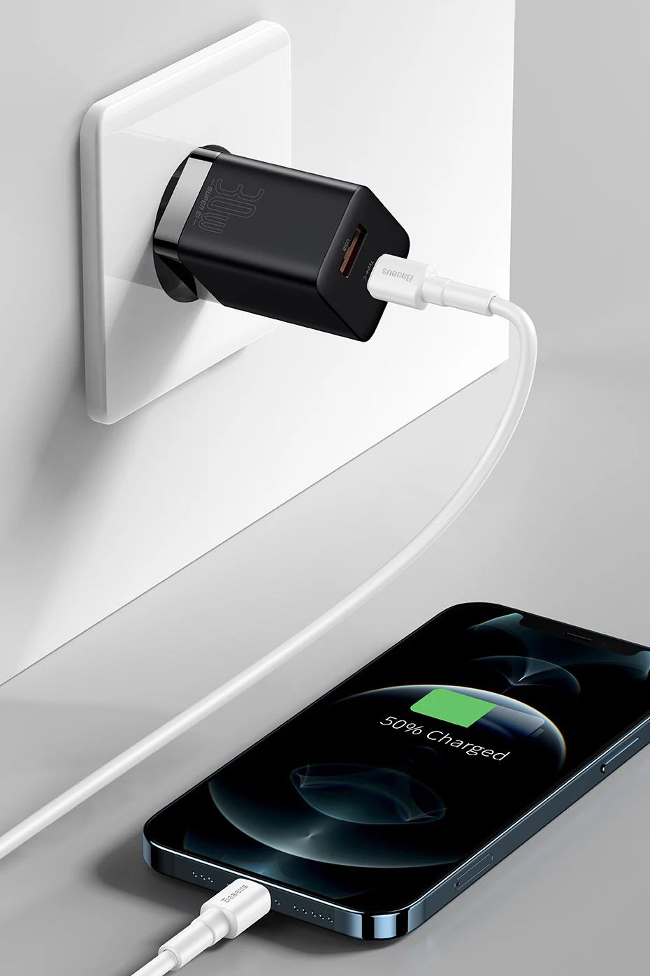 Зарядное устройство Baseus PD 30 Вт с USB-портом для iPhone 14 Pro Max ...