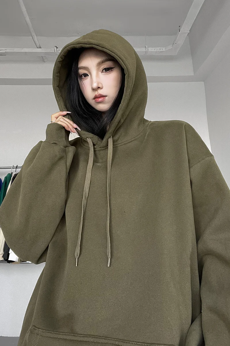  Y2K Hoodie Solid Color Shoulder,Ladies Dresses On