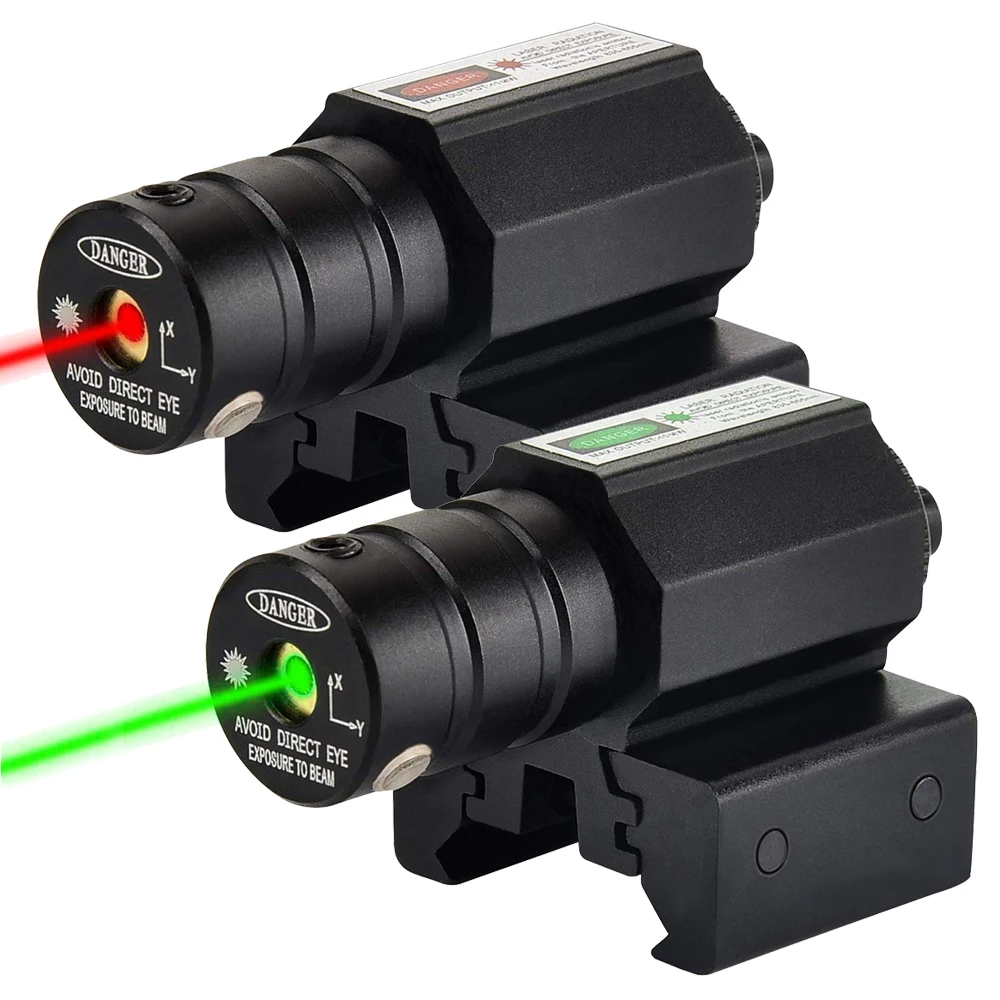 Tactical Red and Green Dot Laser Sight Scope, ajustável Picatinny Rail
