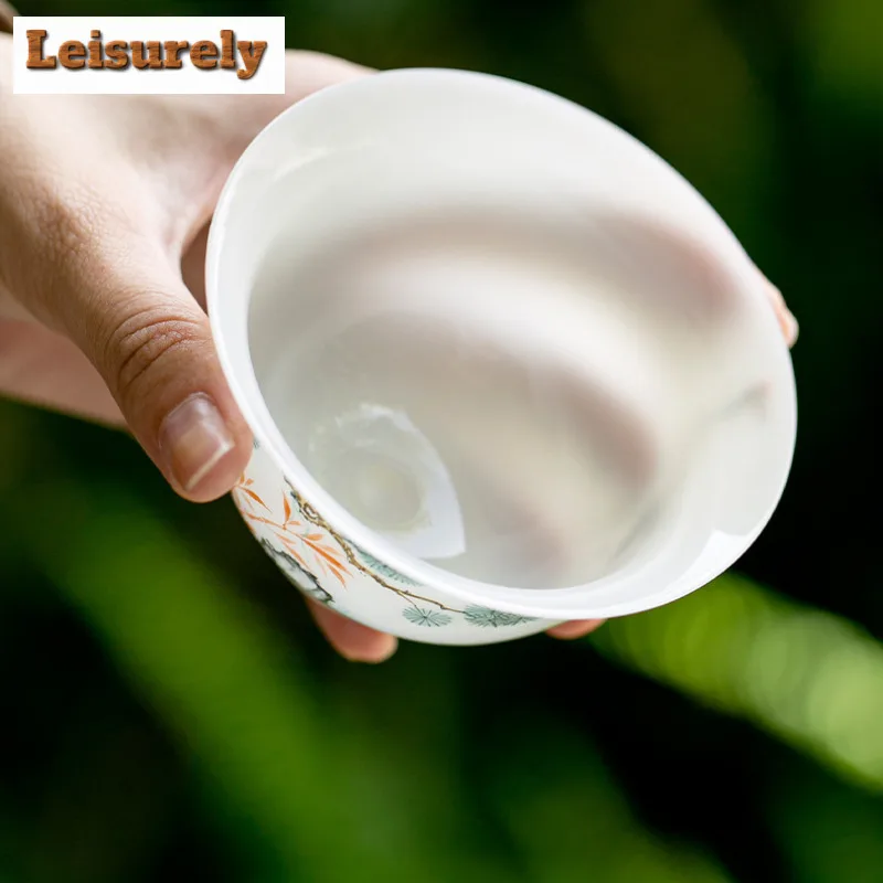 140ml White Jade Porcelain Hand-painted Gaiwan Ancient Tea Tureen Tea Bowl With Lid Kit Tea Making Cover Bowl Cha Supplies Gift