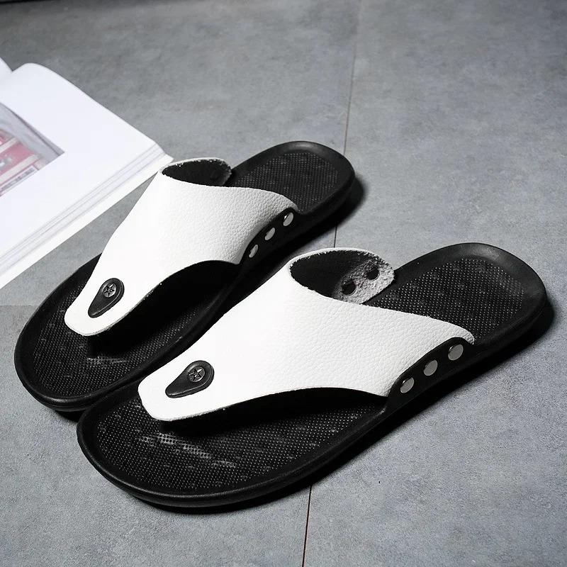 YRZL Men's Summer Flip-Flops Non-Slip Comfortable Beach Sandals for Men Lightweight EVA Slippers for Bathroom Man Shoes — view 2