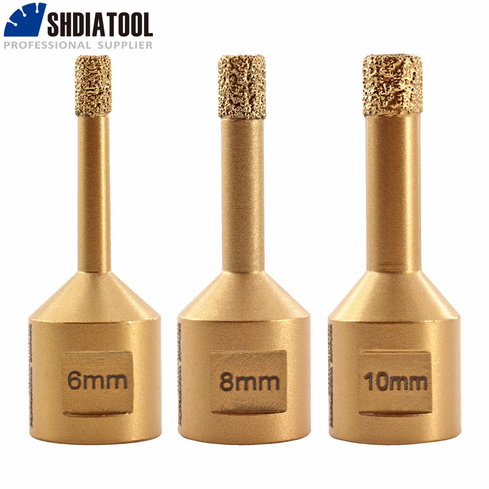 SHDIATOOL Dia6/8/10mm Diamond Drill Bits Core Bit M14 Thread Tile Ceramic Hole Opener Granite Masonry Golden Drilling Crowns