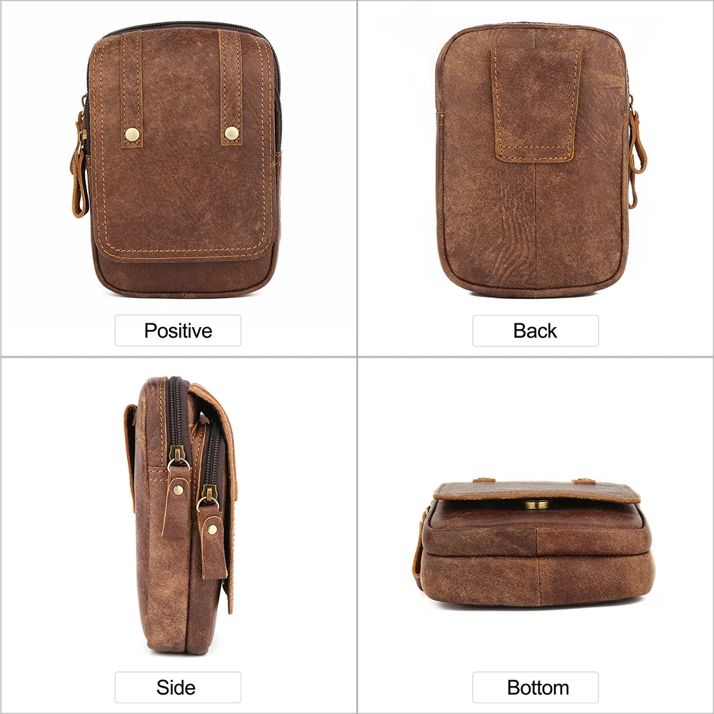Leather men's waist packs large capacity waist hanging luxury wallet outdoor sports mobile phone Coin purses retro Money clip