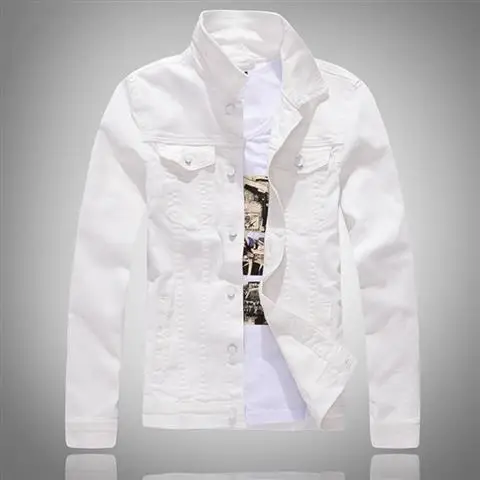 New Fashion Men Denim Jacket Cowboy White Jeans Jacket Men Casual Slim Fit Jeans Jacket Cotton Coat Outwear Male Clothes 6
