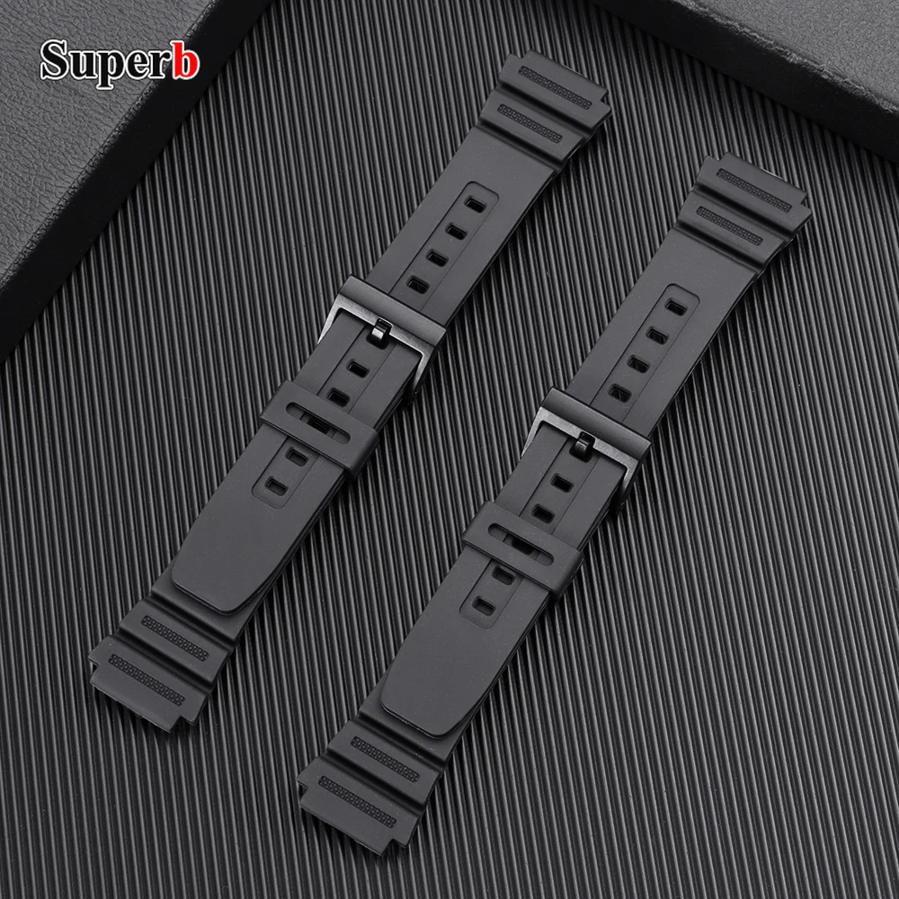 Black Rubber Silicone Watch Band Bracelet - 18mm Strap Replacement Watch Accessory