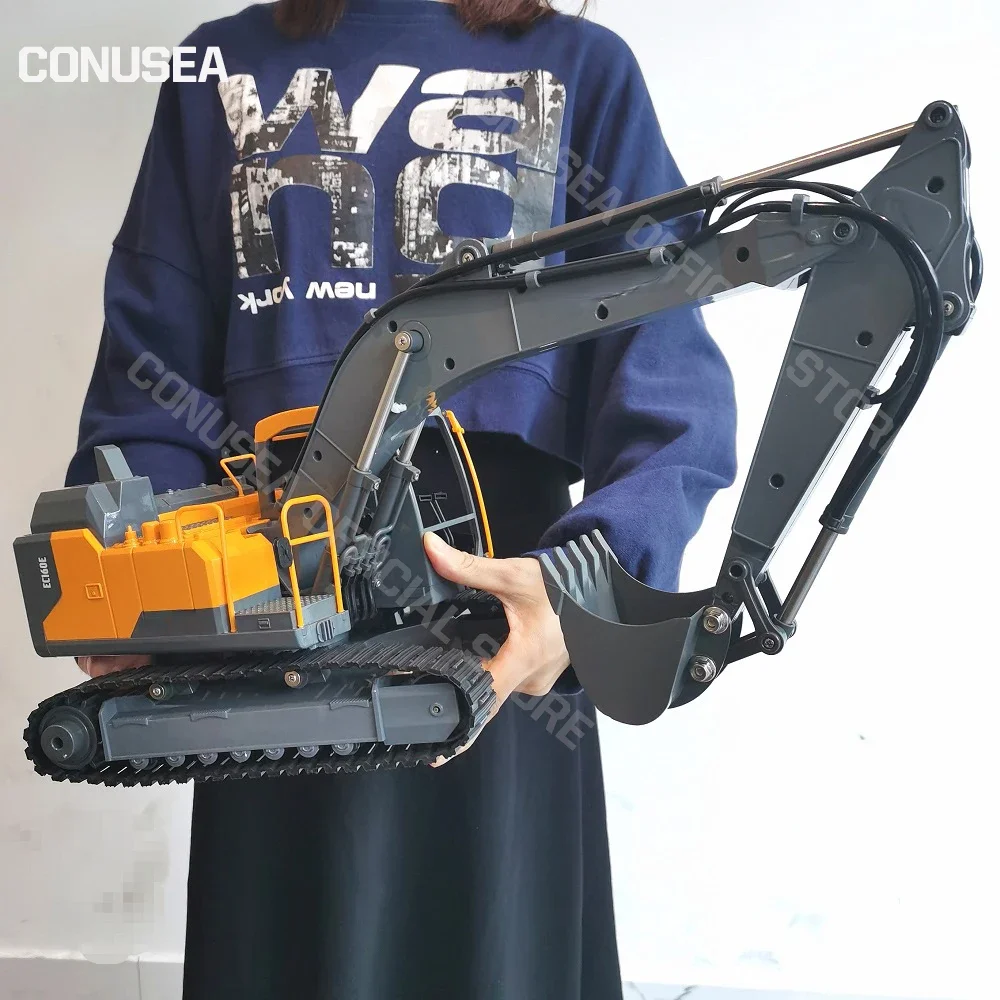 더블 E E598 EC160E 1:16 17CH RC 굴삭기 자동차 모델, 쓰리인원 듀얼 모드 크롤러 원격 제어 트럭 파는 소년 완구