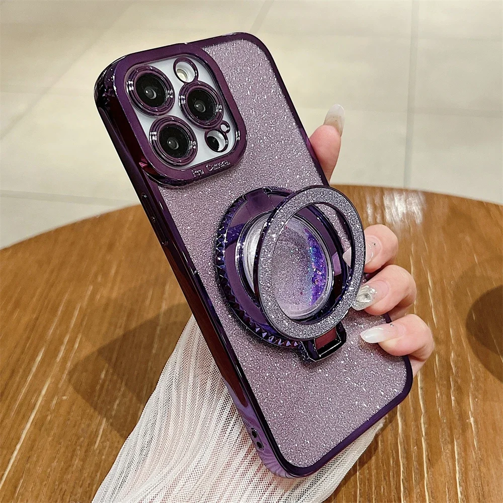 Bling Glitter Magnetic Phone Case For Iphone With Magsafe Holder_voghion.com