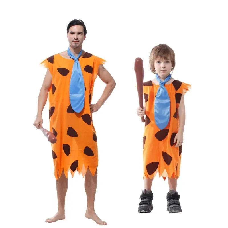 Cosplay Jumpsuit Kids Cosplay Costume 3-8Y Toddler Kids Child Stone Age Indian Boy Flinstones Costume Primitive Savages Cosplay Halloween Carnival Party Fancy Dress