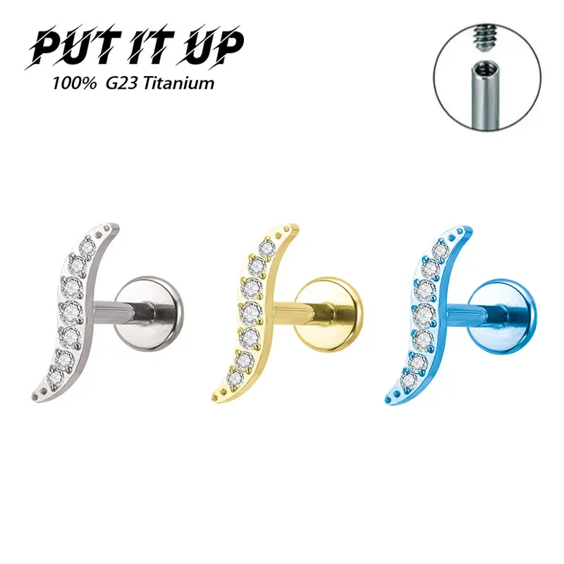 

F136 Titanium Nose Piercing Internal Thread Labret Ear Cartilage Conch Piercing Luxury Korean Style Piercing Jewelry Anodized