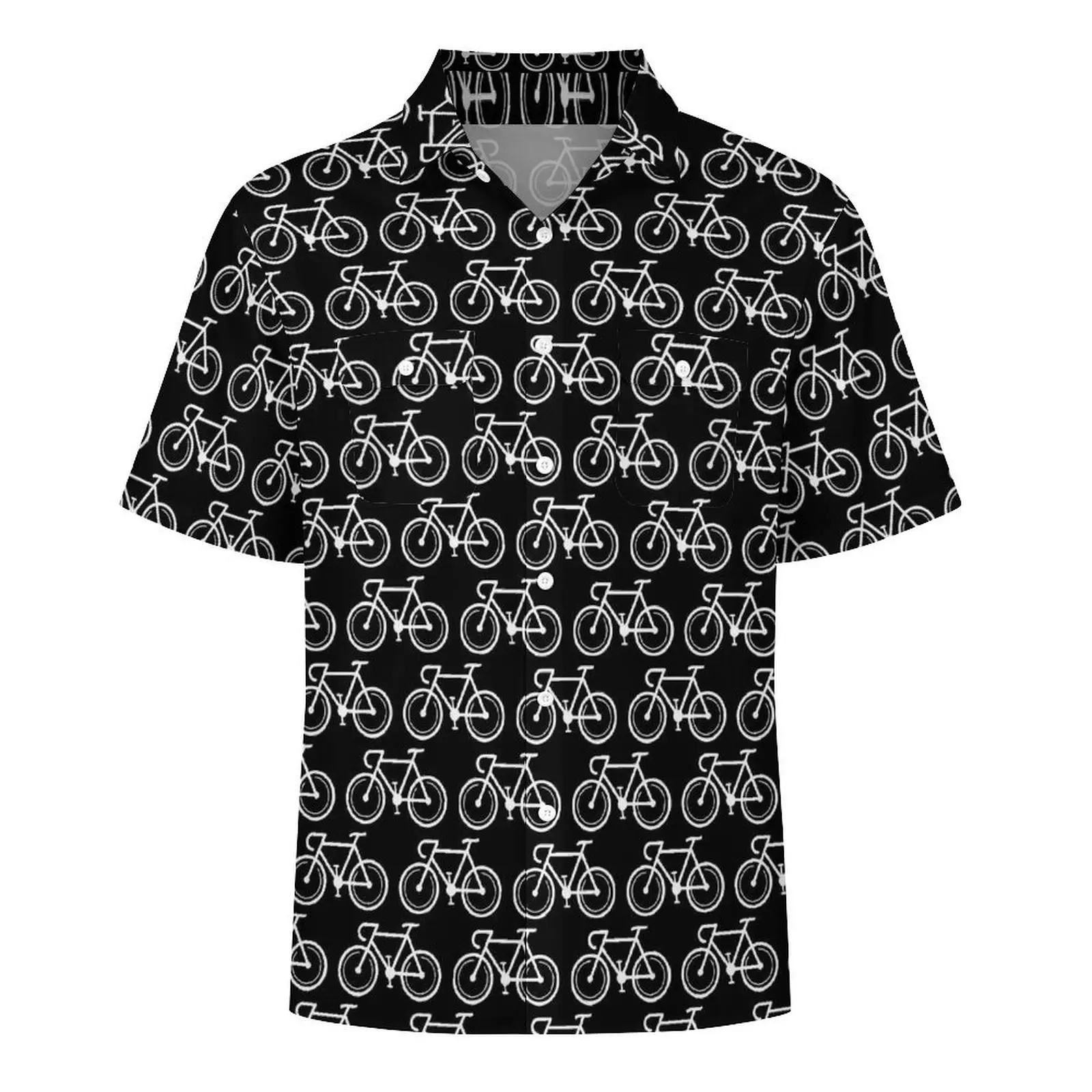 Black And White Bicycle Beach Shirt Bikes Print Hawaiian Casual Shirts Men Novelty Blouses Short-Sleeved Stylish Graphic Clothes 3