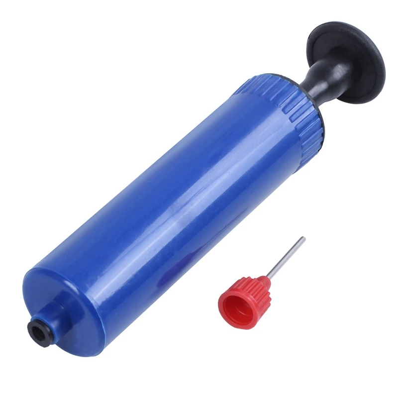 6X Football Soccer Inflatable Ball Hand Air Pump With Needle Blue