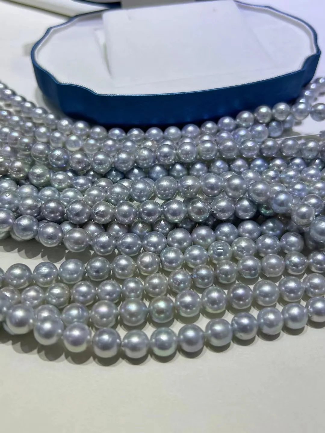 

HENGSHENG Senior 8-8.5mm Pearl Necklace Real Seawater Akoya Silver Blue Baroque Pearl Fashion Wedding Jewelry Gifts For Women