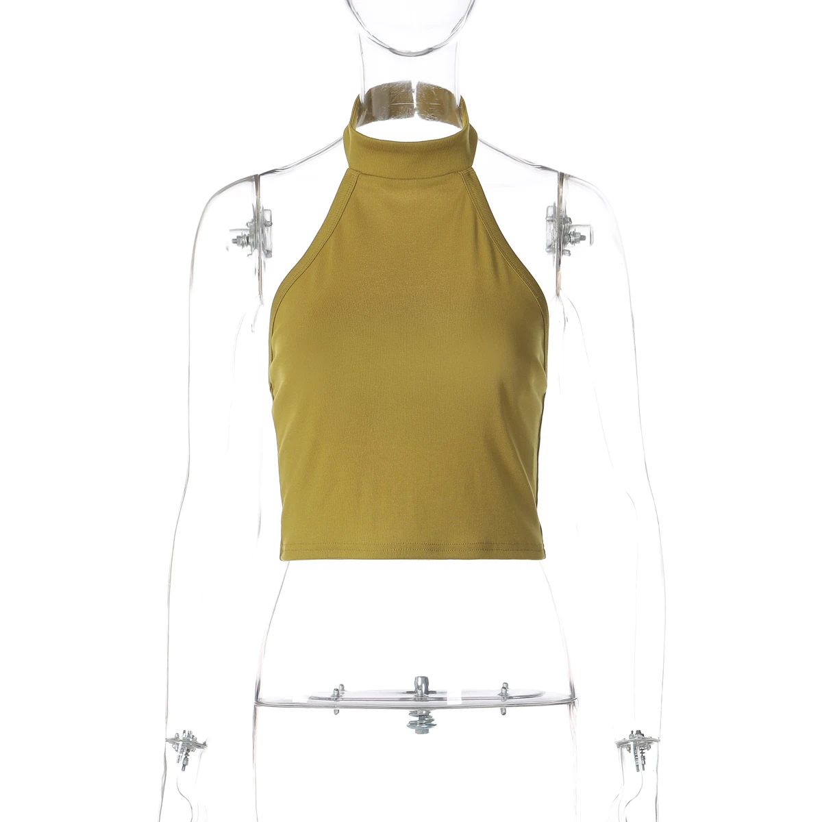 Hugcitar Rollkragen Solide Tasten Backless Sexy Schlank Crop Tank Top Frühling Sommer Neue Mode Kleidung Streetwear Festival Sport – Detail 2