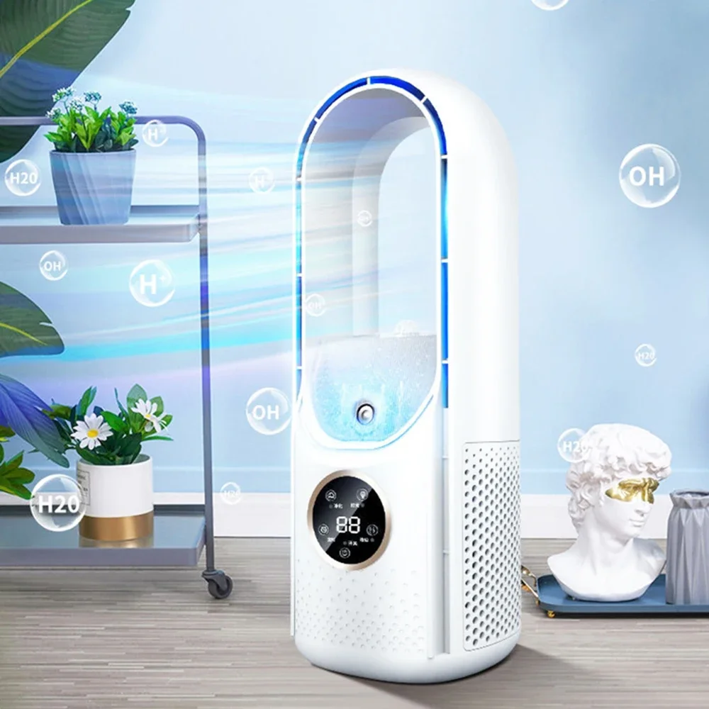 Leafless Fan Portable Air Conditioner LED Display Desktop Fanless Blade Cooler Cooling Fan Tower Air Cooler for Office Bedroom 2