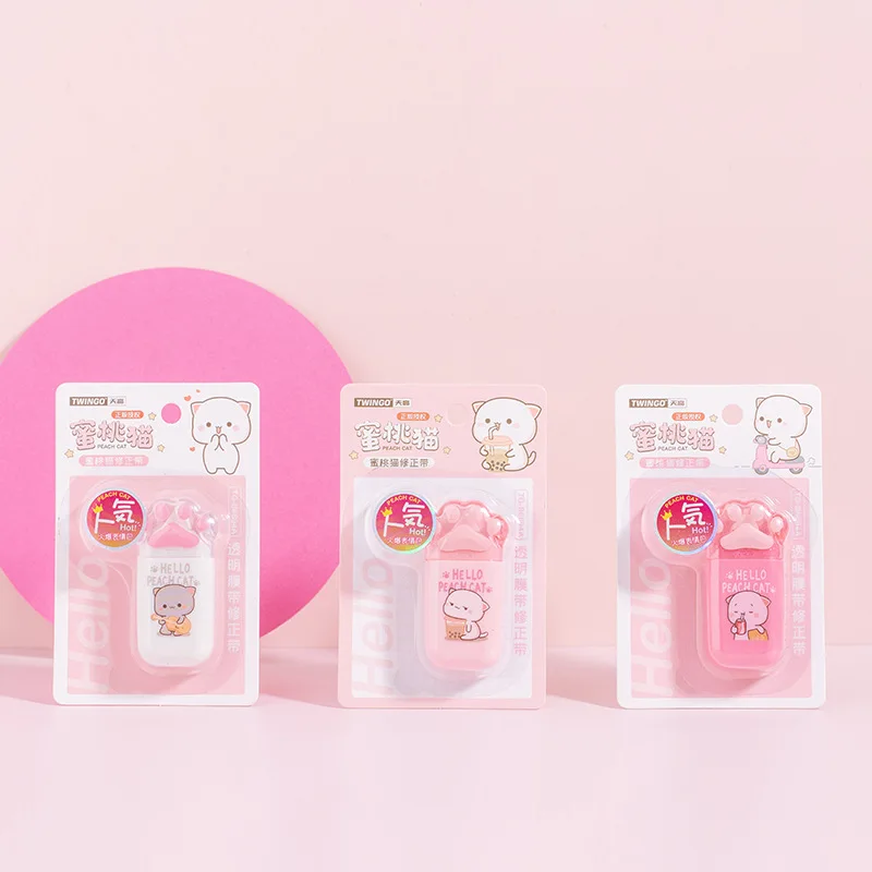 Correction Tape 5mm*6m Kawaii Peach Cat White Out School Office Supplies