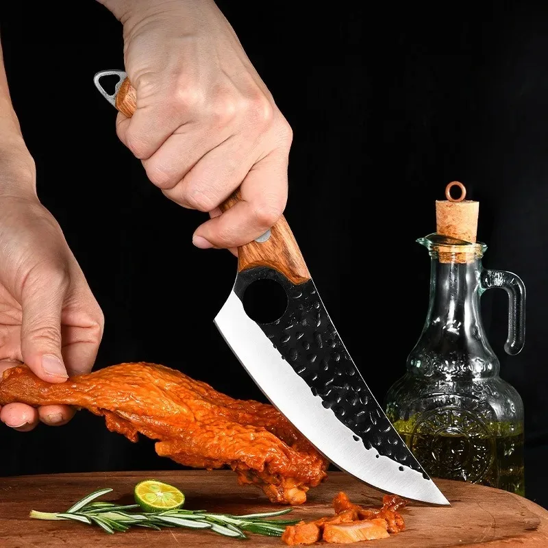 Kitchen Knife 1pc/2pc Stainless Steel Boning Knife Meat Cleaver Vegetable Slicing Knife Sharp Fruit Wooden Handle kitchen knife meat cleaver