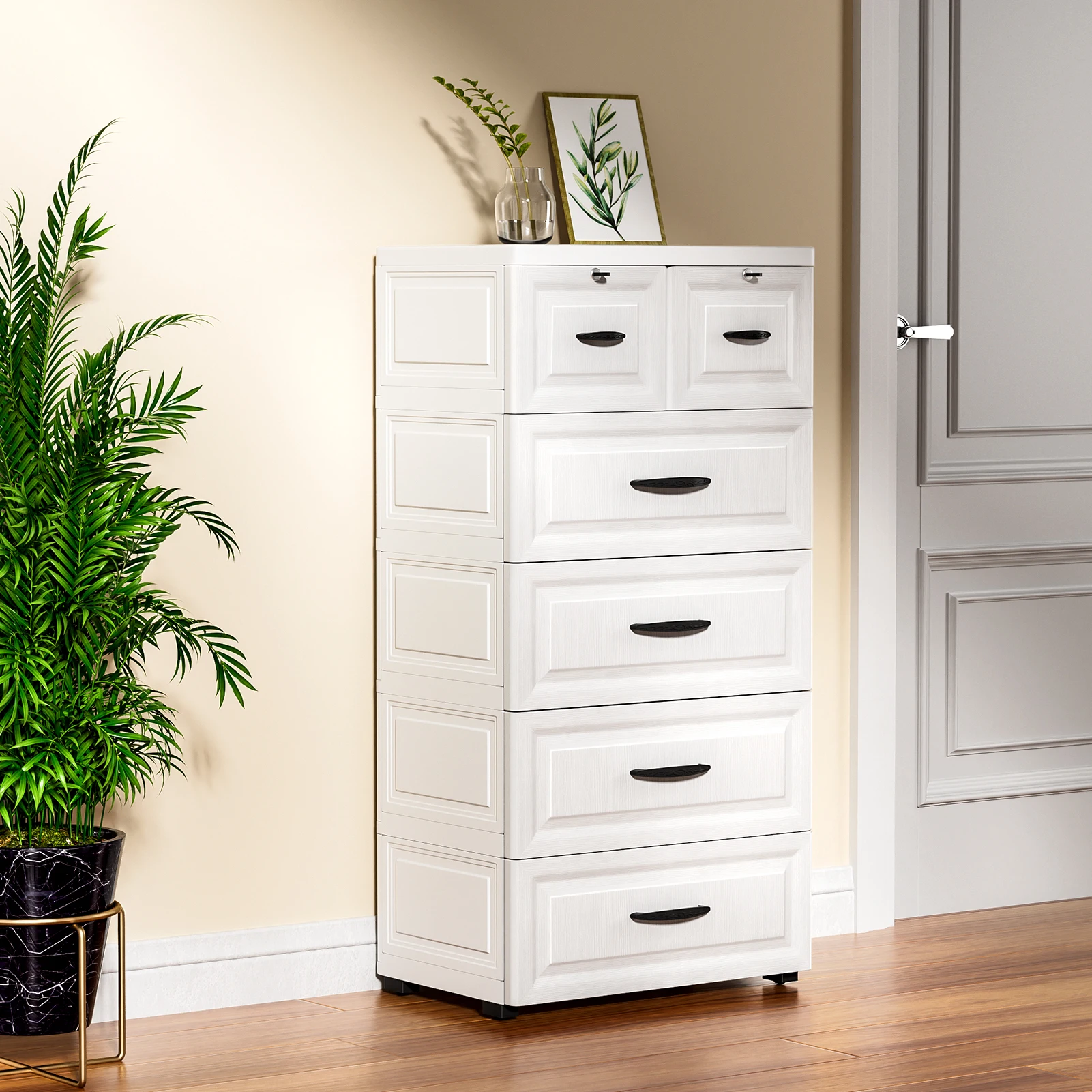 5 Drawer Chest Dressers Storage Cabinet Wooden Dresser Mobile Cabinet Locker Living Room Organizer Small Drawer Home Office