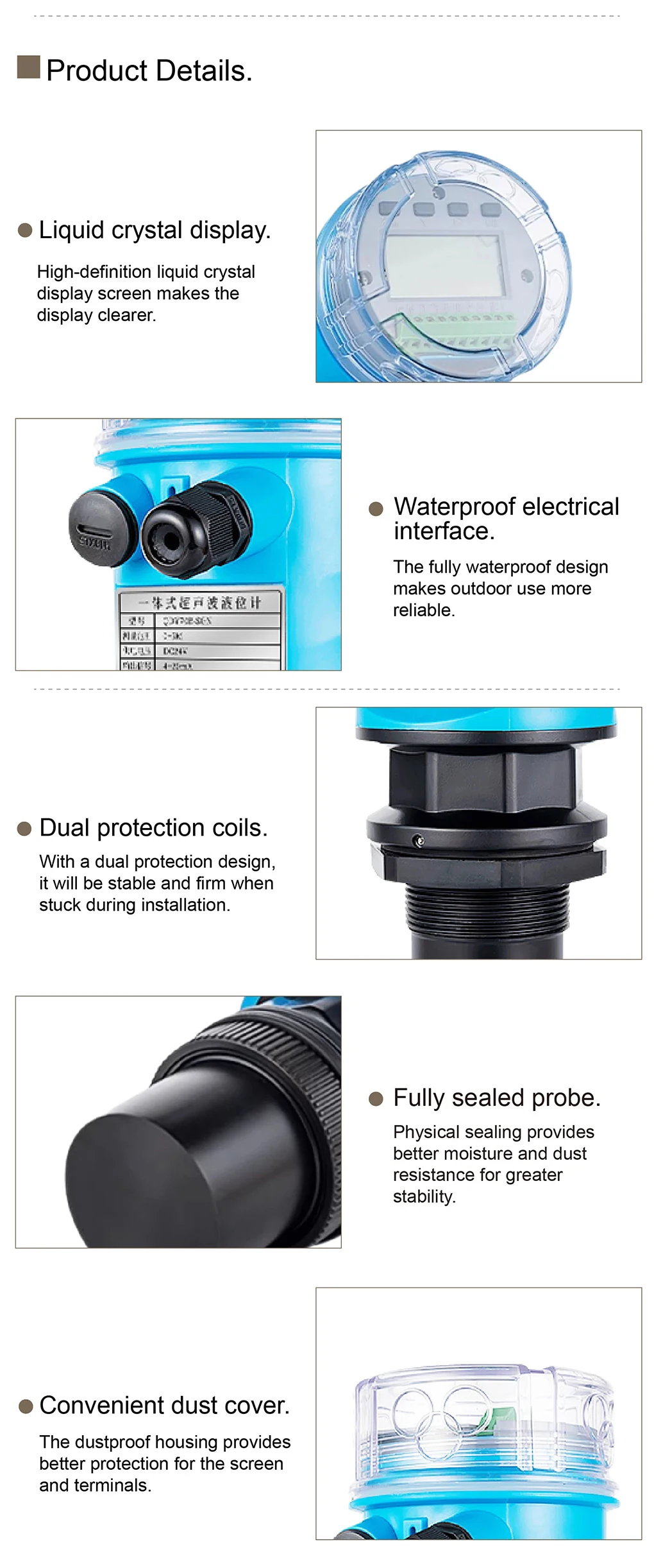 0-10m Ultrasonic Level Gauge Sensor Water Tank Liquid Level Gauge Wastewater Lev