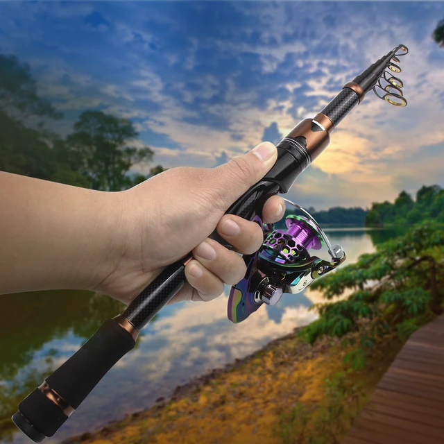 NEW 2.1M High Quality Rod Reel Combos Super Short Pocket Fishing Rod  Telescopic Carbon Spinning Rod Travel Fishing Tackle pesca - AliExpress