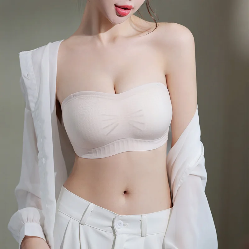 Invisible Bras Strapless Bra For Women Anti-slip, Non-slip Gathering And Non-trace Wrap Chest With a Thin Summer Bra Cover