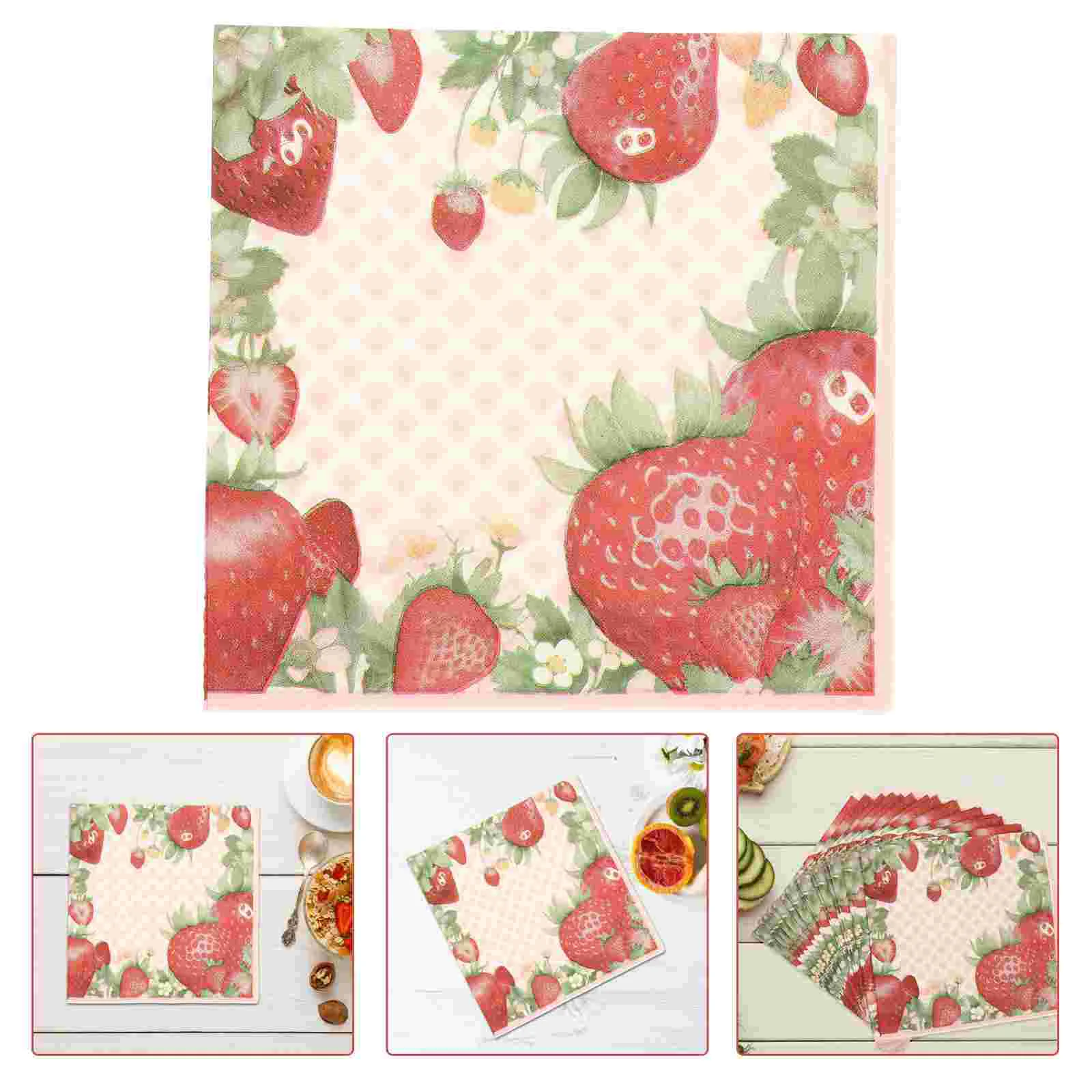 

20 Sheets Colorful Napkins Decor Paper Dinner Decorative Tru Fru Strawberries Supple Festival Party Decorate