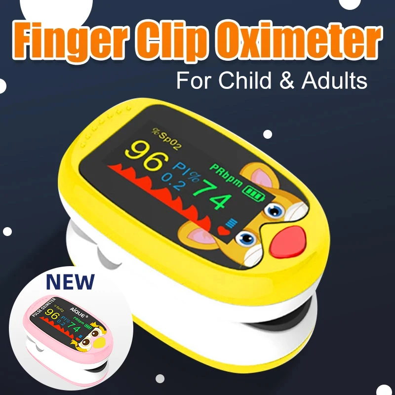 Rechargeable Children's Finger Pulse Oximeter with TFT Display and Lanyard