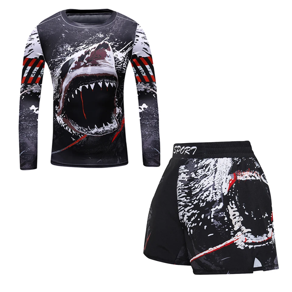 Sports Apparel Rashguard For Kids 4PCS Sport Suit MMA Compression T-Shirt+Pant Muay Thai Shorts Children Jiu Jusit Bjj Clothing Running Sets