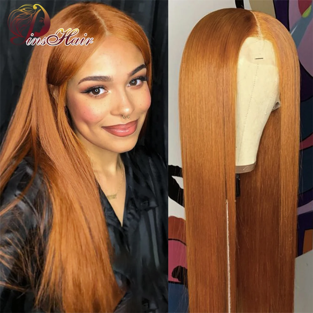 

#30 Honey Blonde 13X4 Lace Front Wig Straight Lace Front Human Hair Wigs Ginger Brown Remy Human Hair Pre Plucked For Women 180%