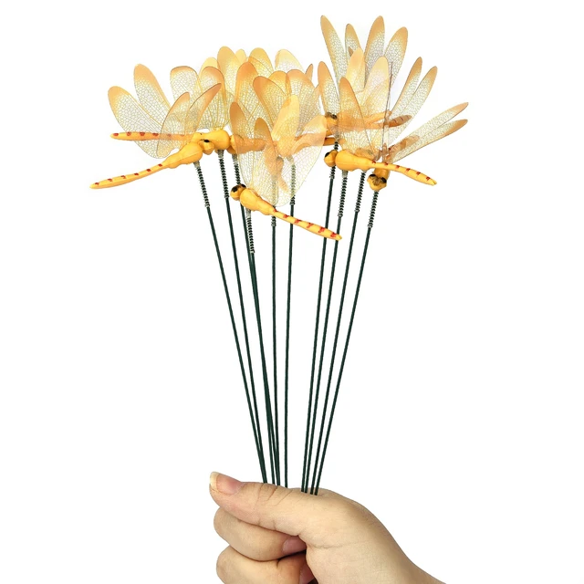 10/15pcs 3D Dragonfly Garden Yard Planter Dragonfly Flower Arrangement Colorful Dragonfly