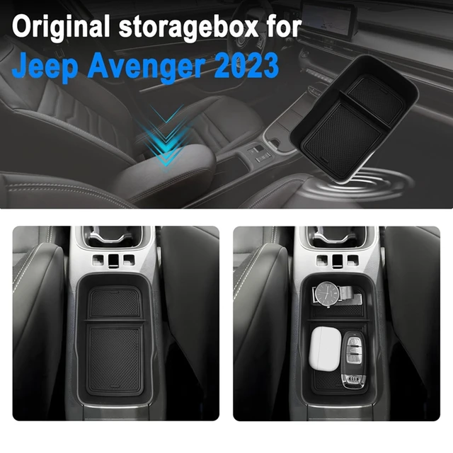 Vano Portaoggetti Per Jeep Avenger 2023-2025 - Organizzatore Centrale Per Bracciolo, Nero, Materiale ABS