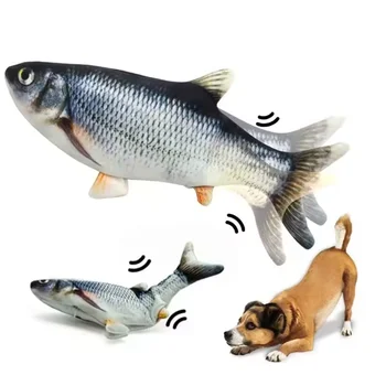 Sd05f136b37414295bd7c7e281d8f868eD.png Cat Dog Toy Fish USB Charging Electric Floppy Simulation Fish Interactive Training Teeth Grinding Pet Chew Toys