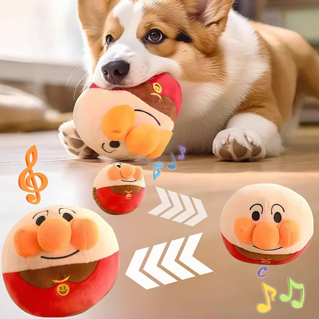 Sd05f266f847f490eaecefb8a4aa584b36.jpg New Interactive Dog Toys Puzzle Electric Plush Jumping Ball USB Rechargeable Clown Cartoon Dog Training Toy Piggy Pet Product