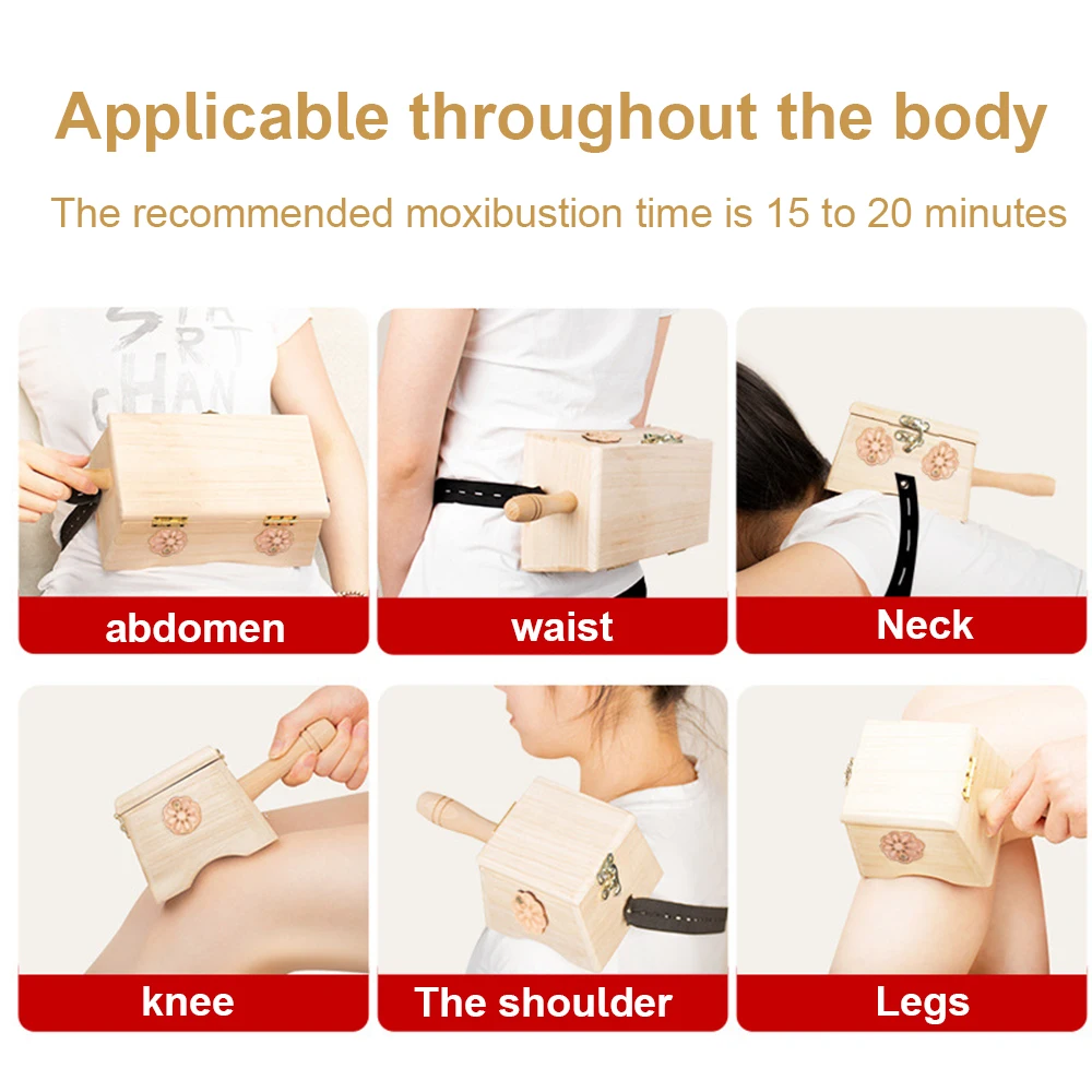 Moxibustion Box Solid wood Burner Warm Acupuntura Massage Therapy Moxa Stick Body Acupoint Massager Health Care Relieve Pain