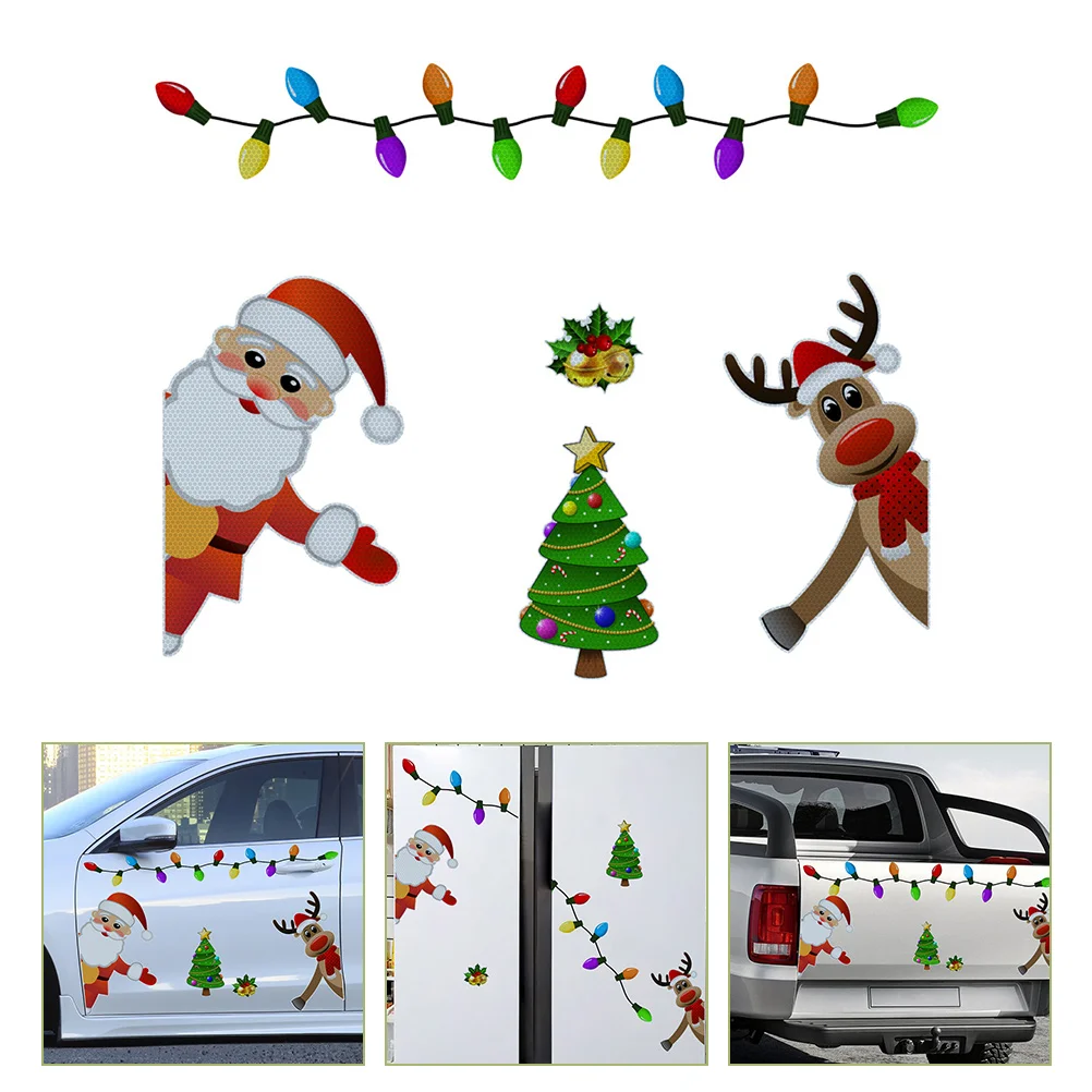 

Christmas Light Bulb Tile Magnetic Lights for Car Magnets Refrigerator Decorations Reflective Exterior Santa Claus